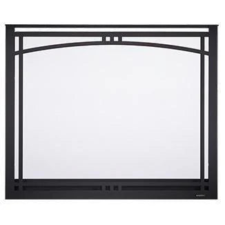 Majestic Manor 46-inch black arched overlap fit front with ClearVue mesh for Meridian Series 42-inch gas fireplaces