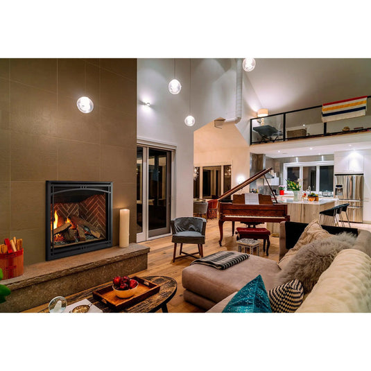 Majestic Meridian 36-inch traditional top/rear direct vent natural gas fireplace with IntelliFire Touch ignition system