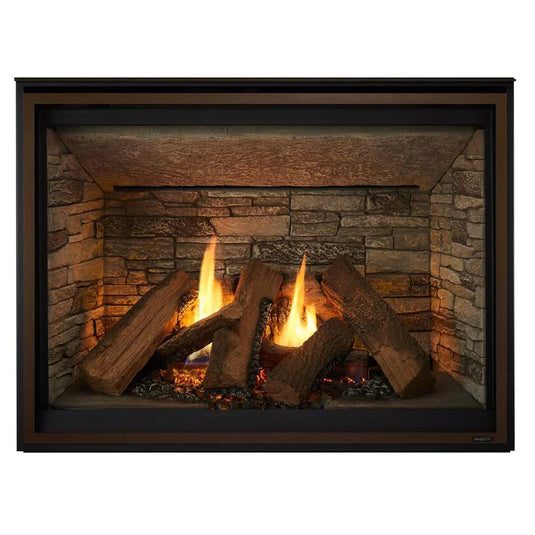 Majestic Meridian Platinum 42 inch traditional top and rear direct vent propane gas fireplace with IntelliFire Touch ignition system