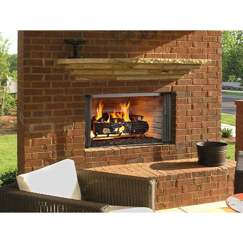 Load image into Gallery viewer, Majestic Villawood 42 inch Traditional Outdoor Wood Burning Fireplace with traditional brick refractory interior and stainless steel mesh curtain screens
