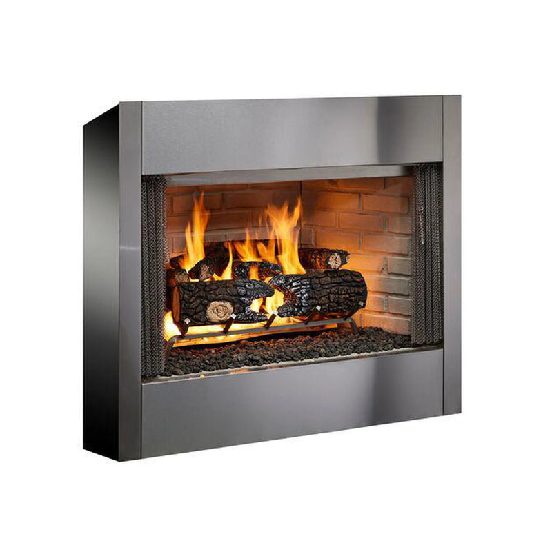 Load image into Gallery viewer, Majestic Villawood 42 inch Traditional Outdoor Wood Burning Fireplace with traditional brick refractory interior and stainless steel mesh curtain screens
