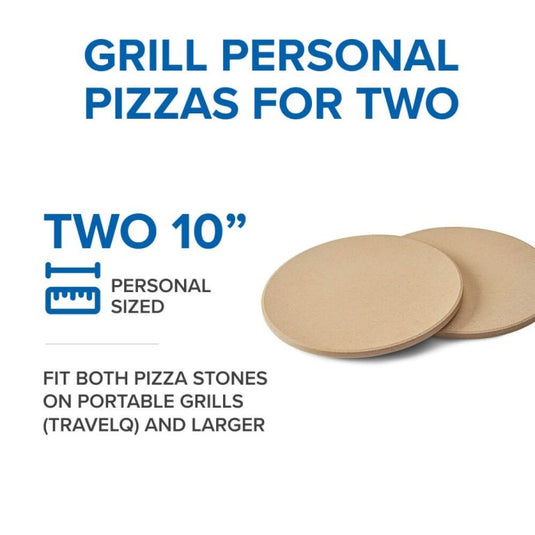 Napoleon 10-Inch Personal Pizza and Baking Stone Set – Two round stones for crispy homemade pizzas on grill or oven
