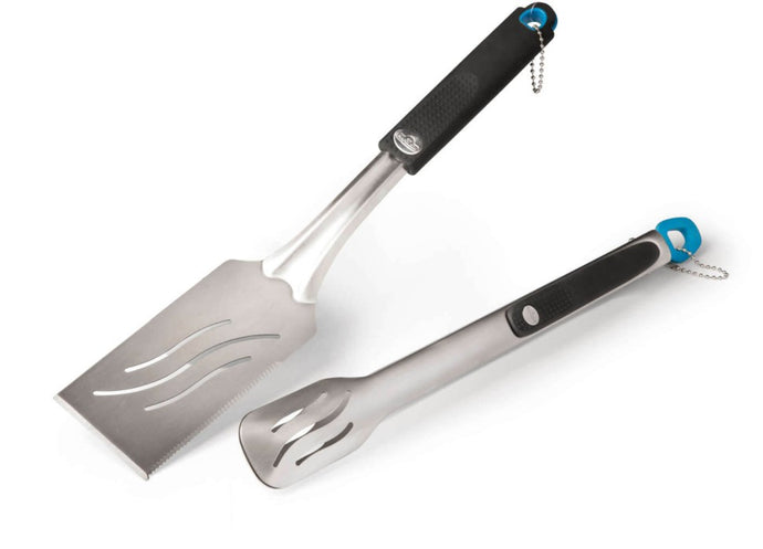 Napoleon 2 Piece BBQ Toolset with Stainless Steel Spatula and Locking Tongs with Soft-Touch Handles
