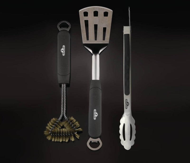 Load image into Gallery viewer, Napoleon 3 Piece Stainless Steel BBQ Tool Set with Spatula, Tongs, and Grill Brush
