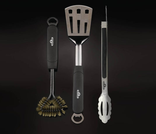 Napoleon 3 Piece Stainless Steel BBQ Tool Set with Spatula, Tongs, and Grill Brush
