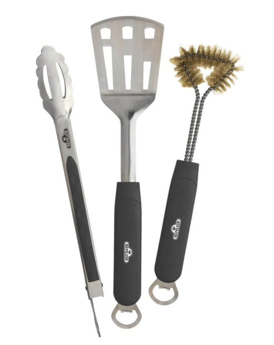 Napoleon 3 Piece Stainless Steel BBQ Tool Set with Spatula, Tongs, and Grill Brush