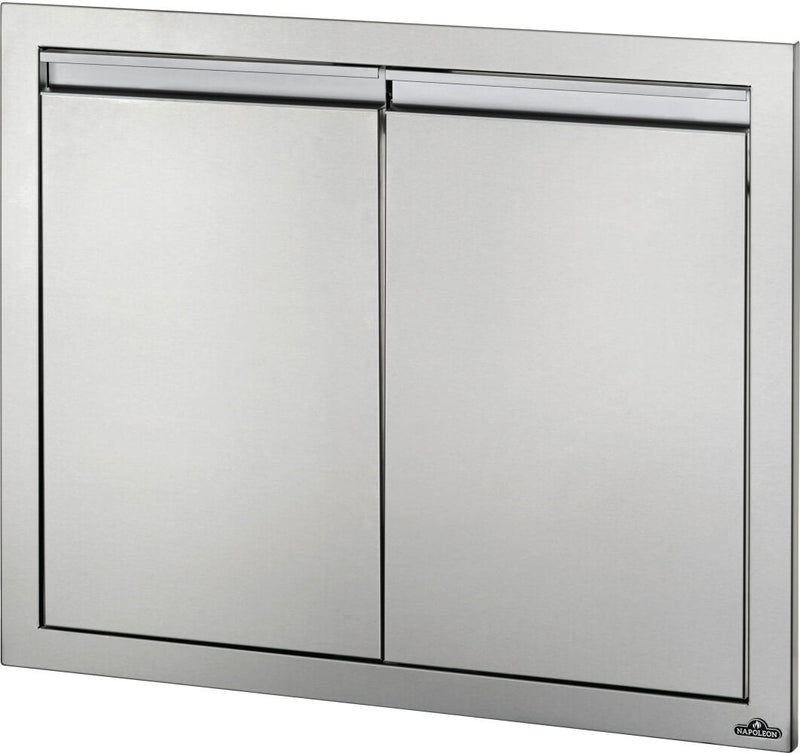 Load image into Gallery viewer, Napoleon 30x24 inch double stainless steel doors for outdoor kitchen storage with soft closing hardware and anodized aluminum handles
