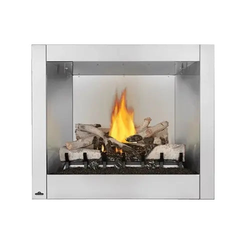 Napoleon 36-inch Riverside outdoor natural gas fireplace with electronic ignition and stainless steel construction