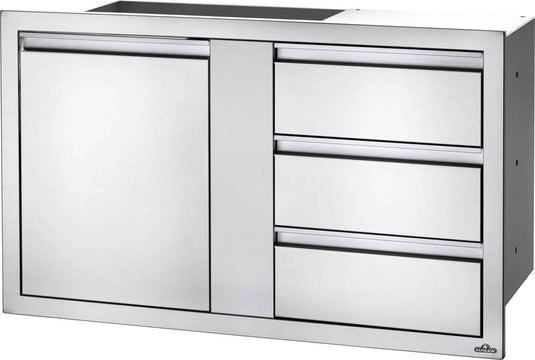 Napoleon 42 x 24 Inch Built-In Large Single Door and Triple Drawer Outdoor Kitchen Component