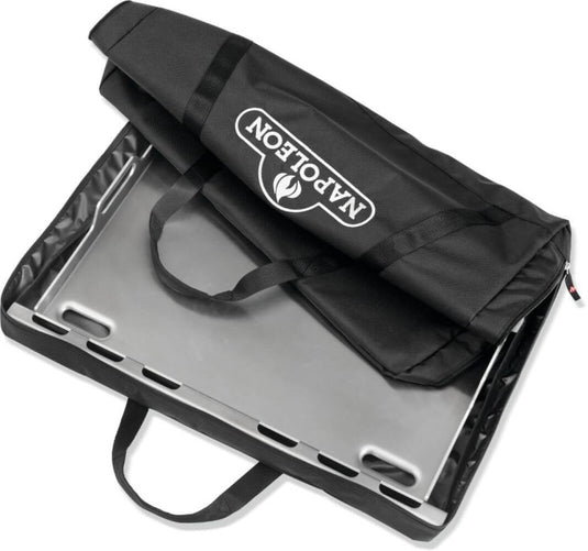 Napoleon 61093 storage bag opened to show stainless steel griddle insert 56093 inside