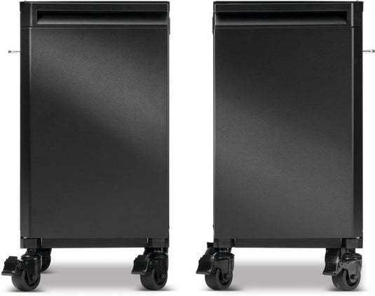 Napoleon 68004 Phantom Prestige two-piece matte black under grill storage cabinet set with locking caster wheels