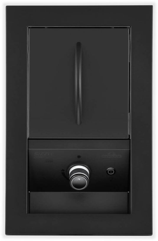 Top-down view of Napoleon 700 Series built-in infrared side burner with closed matte black cover and single control knob