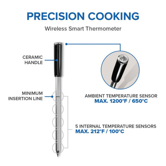 Napoleon ACCU-PROBE PRO X Wireless Thermometer with Bluetooth and 6 Temperature Sensors for Precise Cooking