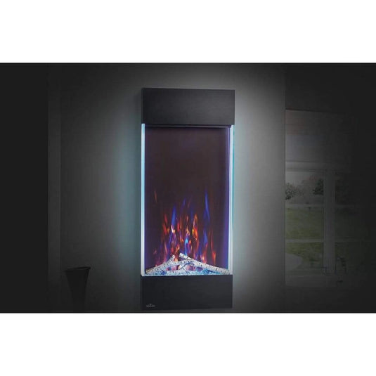 Napoleon Allure Vertical 32-inch wall-hanging electric fireplace with multi-color LED flames and crystal ember bed