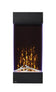 Load image into Gallery viewer, Napoleon Allure Vertical 38-inch electric fireplace with orange flames, decorative birch logs, and crystal ember bed
