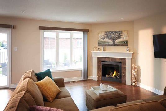 Napoleon Ascent 36 direct vent gas fireplace with electronic ignition and PHAZER log set