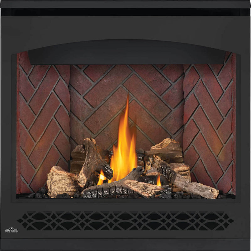 Load image into Gallery viewer, Napoleon Ascent 36 direct vent gas fireplace with electronic ignition and PHAZER log set
