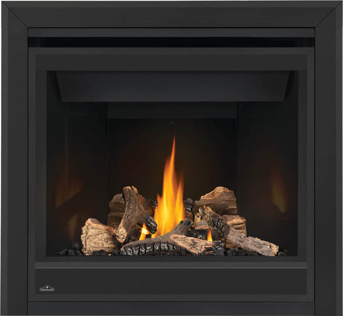 Napoleon Ascent 36 direct vent gas fireplace with electronic ignition and PHAZER log set