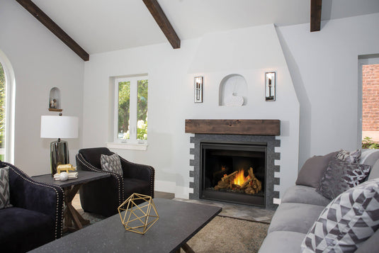 Napoleon Ascent 42 Direct Vent Gas Fireplace with Split Oak log set and dual flame pan burner