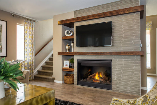 Napoleon Ascent 46 Direct Vent Gas Fireplace with hand-painted PHAZER log set and clean-faced design