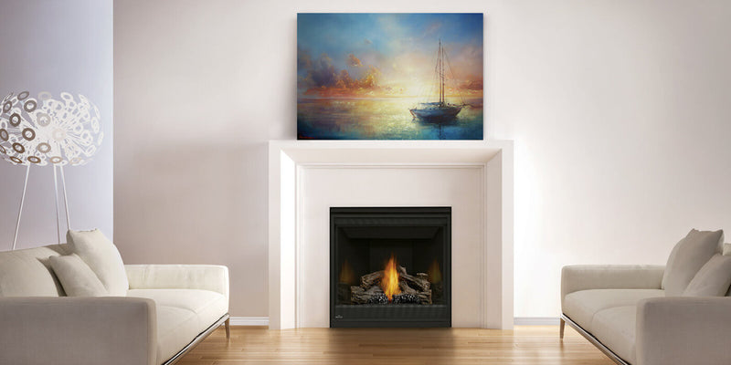 Load image into Gallery viewer, Napoleon Ascent 46 Direct Vent Gas Fireplace with hand-painted PHAZER log set and clean-faced design
