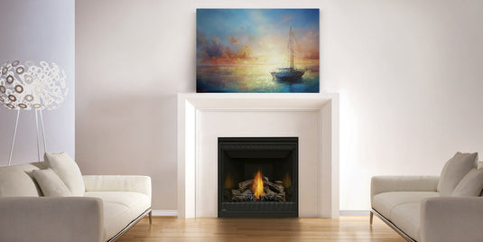 Napoleon Ascent 46 Direct Vent Gas Fireplace with hand-painted PHAZER log set and clean-faced design