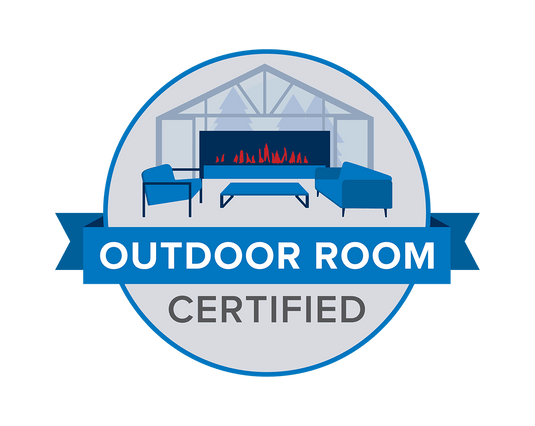 Napoleon Ascent 46 Direct Vent Gas Fireplace with hand-painted PHAZER log set and clean-faced design - Certified outdoor room badge