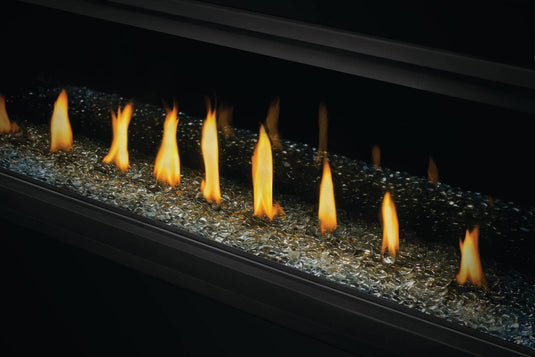 Napoleon Ascent 46 Inch Linear Direct Vent Gas Fireplace with Topaz Crystaline ember bed and customizable media kits