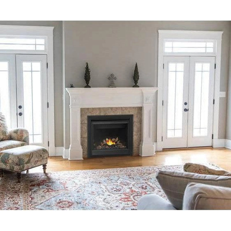 Load image into Gallery viewer, Napoleon Ascent BX 36-inch electronic ignition direct vent gas fireplace with oak log set and glowing ember bed
