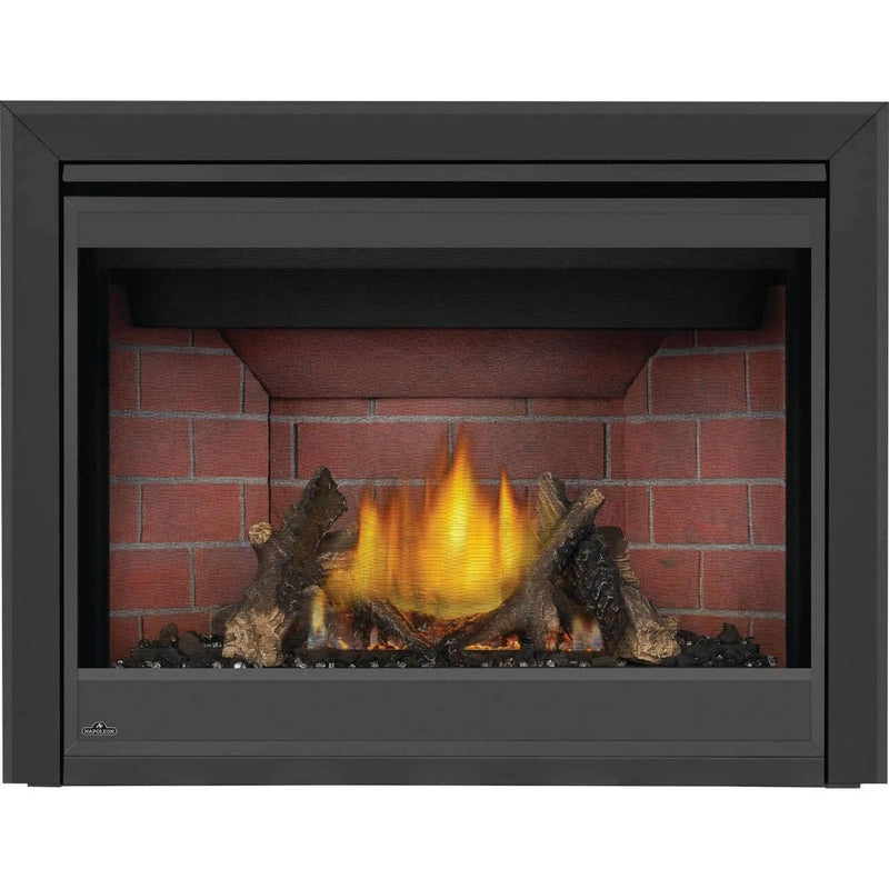 Load image into Gallery viewer, Napoleon Ascent BX 42-inch electronic ignition direct vent gas fireplace with oak log set and glowing ember bed
