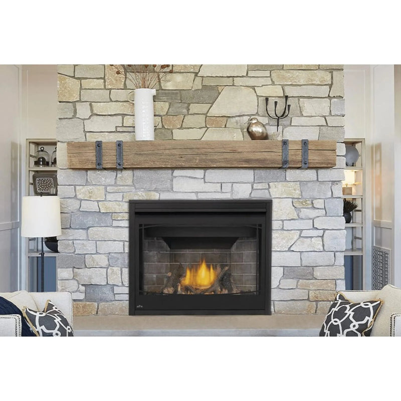 Load image into Gallery viewer, Napoleon Ascent BX 42-inch electronic ignition direct vent gas fireplace with oak log set and glowing ember bed
