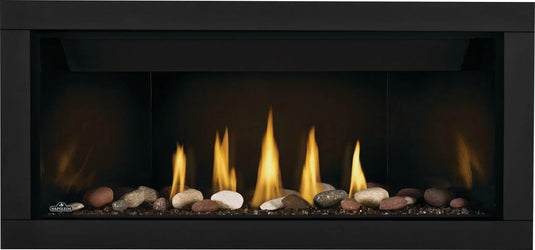 Napoleon Ascent Premium 42-Inch Electronic Ignition Direct Vent Linear Gas Fireplace with sleek single-sided design and customizable media options