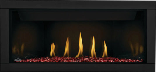 Napoleon Ascent Premium 42-Inch Electronic Ignition Direct Vent Linear Gas Fireplace with sleek single-sided design and customizable media options