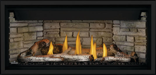 Napoleon Ascent Premium 42-Inch Electronic Ignition Direct Vent Linear Gas Fireplace with sleek single-sided design and customizable media options