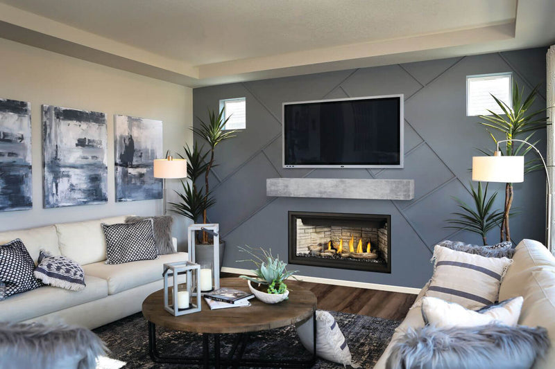 Load image into Gallery viewer, Napoleon Ascent Premium 42-Inch Electronic Ignition Direct Vent Linear Gas Fireplace with sleek single-sided design and customizable media options
