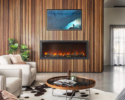 Load image into Gallery viewer, Napoleon Astound 50-inch built-in electric fireplace with Wi-Fi connectivity and ultra-realistic flames
