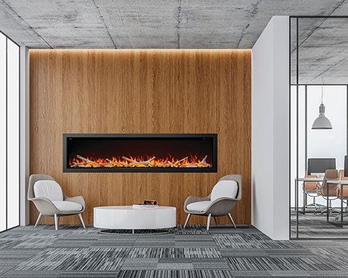 Napoleon Astound 62-inch built-in electric fireplace with Wi-Fi connectivity, large viewing area and driftwood log set
