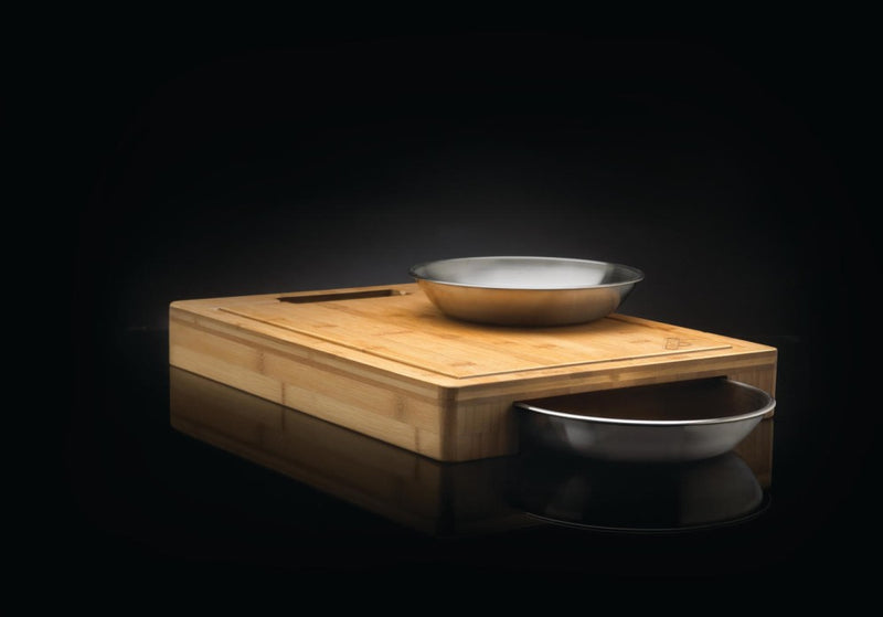 Load image into Gallery viewer, Napoleon PRO Series Bamboo Cutting Board with Stainless Steel Bowl Set for BBQ prep
