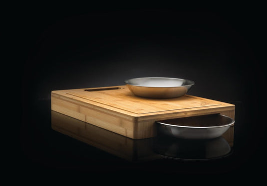 Napoleon PRO Series Bamboo Cutting Board with Stainless Steel Bowl Set for BBQ prep