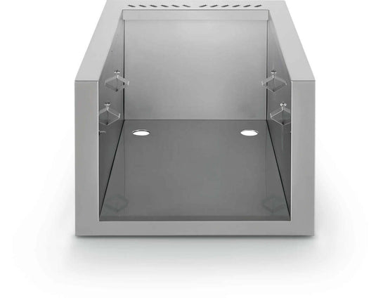 Front view of Napoleon BI-1823-ZCL zero clearance liner showing stainless steel enclosure, interior mounting brackets and ventilation openings