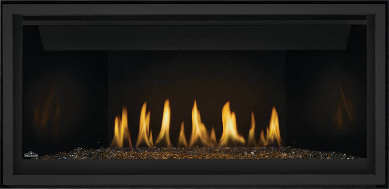 Load image into Gallery viewer, Napoleon BL42NTE Ascent Linear Series Direct Vent Gas Fireplace with Divinity flame pattern and Topaz Crystaline ember glass
