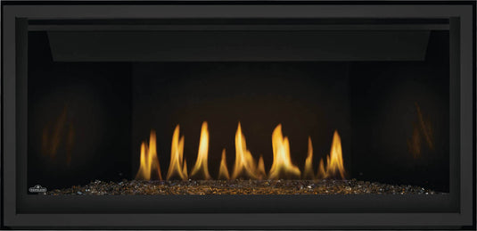 Napoleon BL42NTE Ascent Linear Series Direct Vent Gas Fireplace with Divinity flame pattern and Topaz Crystaline ember glass
