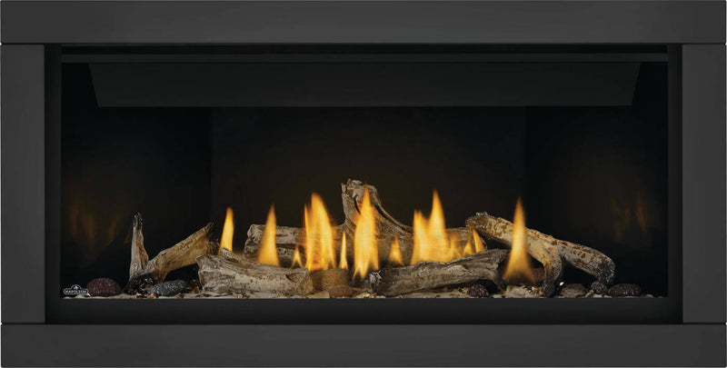 Load image into Gallery viewer, Napoleon BL42NTE Ascent Linear Series Direct Vent Gas Fireplace with Divinity flame pattern and Topaz Crystaline ember glass
