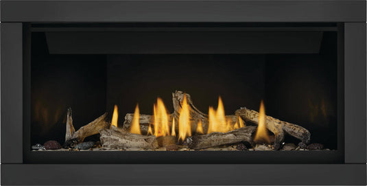 Napoleon BL42NTE Ascent Linear Series Direct Vent Gas Fireplace with Divinity flame pattern and Topaz Crystaline ember glass