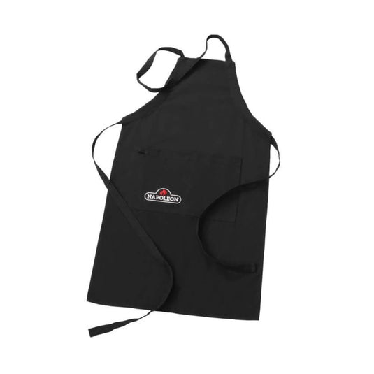 Napoleon black cotton BBQ apron with deep front pockets and embroidered logo