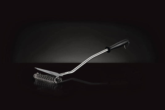 Napoleon bristle free wide grill brush with coiled stainless steel wire and ergonomic handle for cleaning stainless steel barbecue grill grates