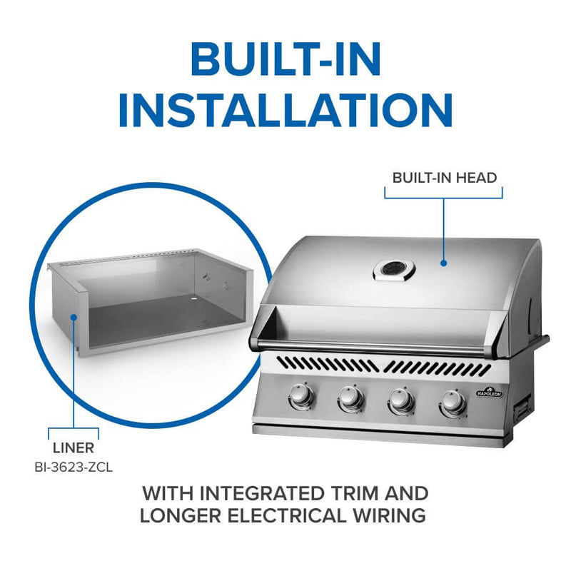 Load image into Gallery viewer, Napoleon Built-In 500 Series 32-inch Grill Head with stainless steel construction and four burners for outdoor kitchen installation
