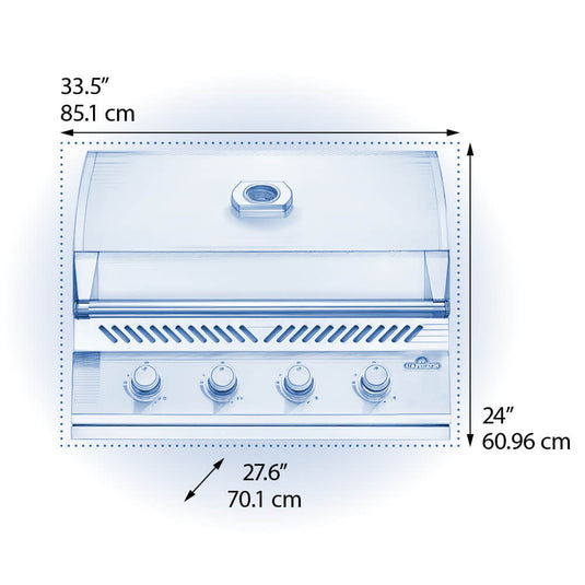 Napoleon Built-In 500 Series 32-inch Grill Head with stainless steel construction and four burners for outdoor kitchen installation