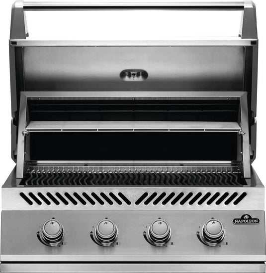 Napoleon Built-In 500 Series 32-inch Grill Head with stainless steel construction and four burners for outdoor kitchen installation