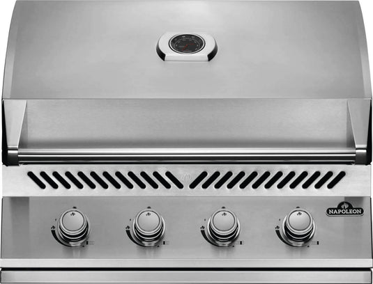 Napoleon Built-In 500 Series 32-inch Grill Head with stainless steel construction and four burners for outdoor kitchen installation